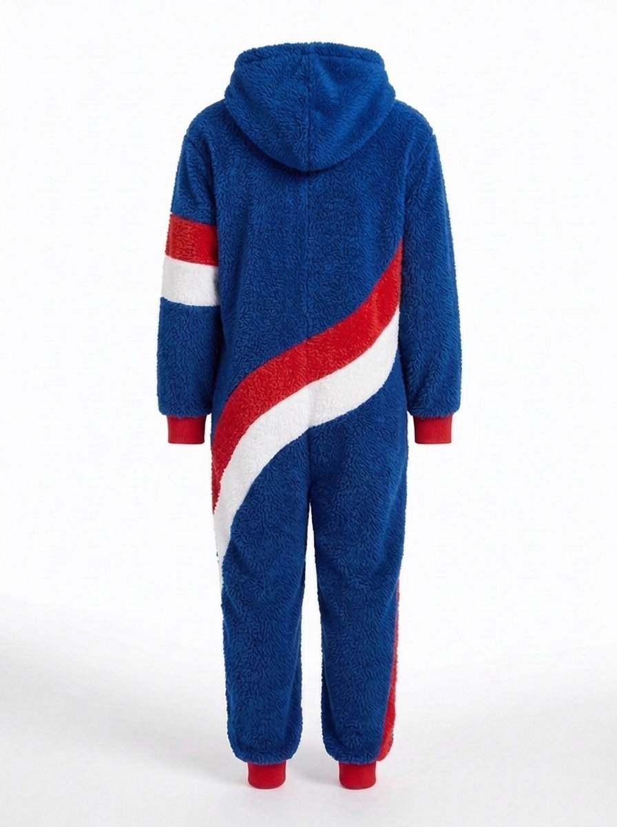 Soda Cozy Sherpa Onesie Classic Blue back