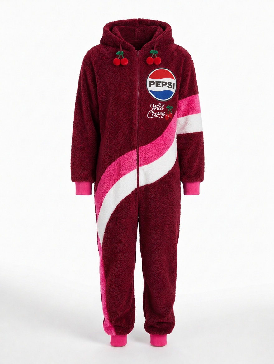 Soda Cozy Sherpa Onesie Wild Cherry front