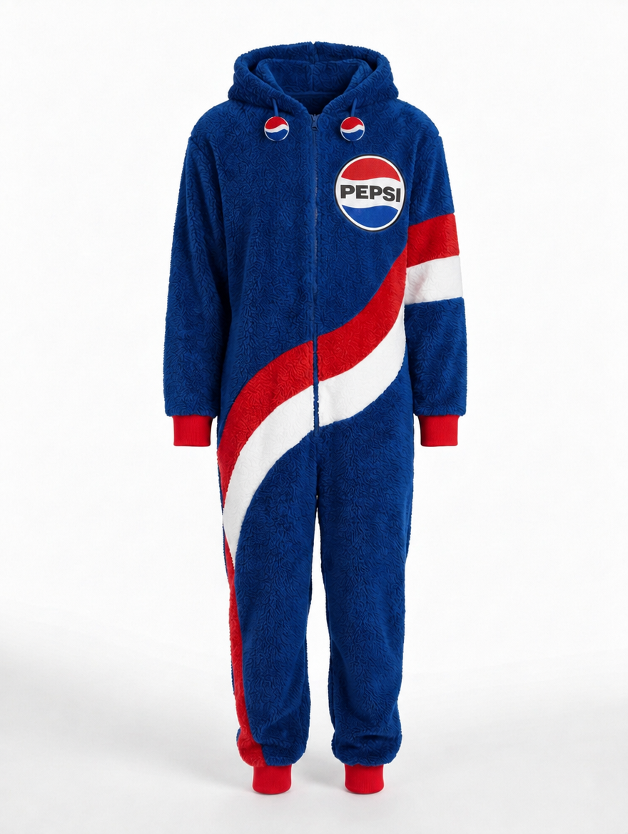 Soda Cozy Sherpa Onesie Classic Blue front